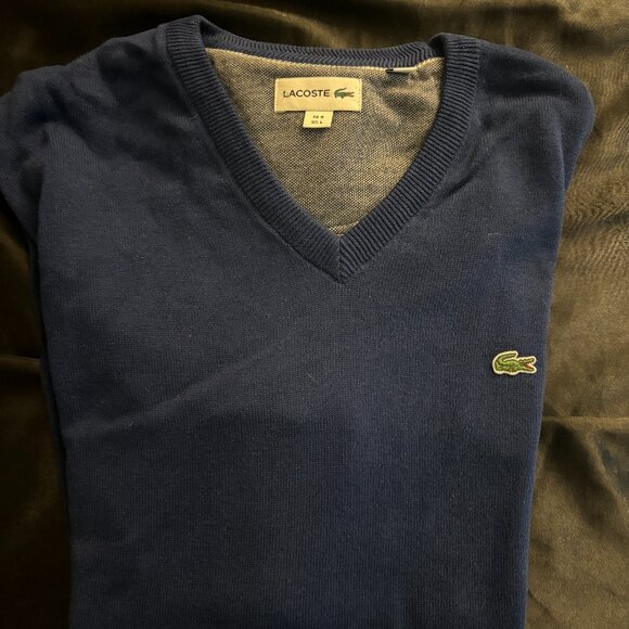 Lacoste Men's V-Neck Sweater - Deep Blue - Picture 1 of 10